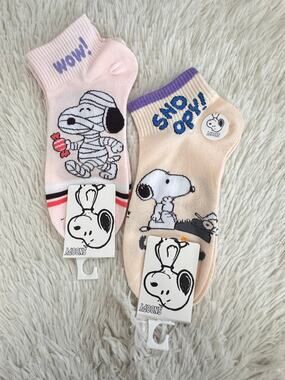 Snoopy ankle socks set of 2 with Snoopy graphic cotton blend